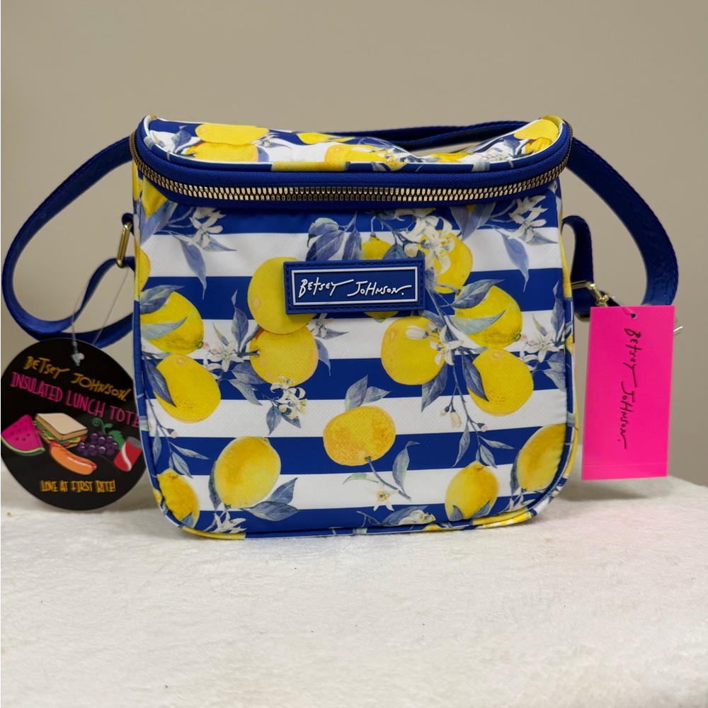 Betsey Johnson Blue & Yellow Lemon Insulated Tote
